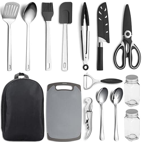 Kyraton Camping Cooking Set 15 Pack, Camping Cookware, Camping Essentials, Portable Camping Kitchen Utensil Set, Ldeal For Backpacking, Barbecuing, Camping And Hiking Trips. - Kitchen Tools Gadgets