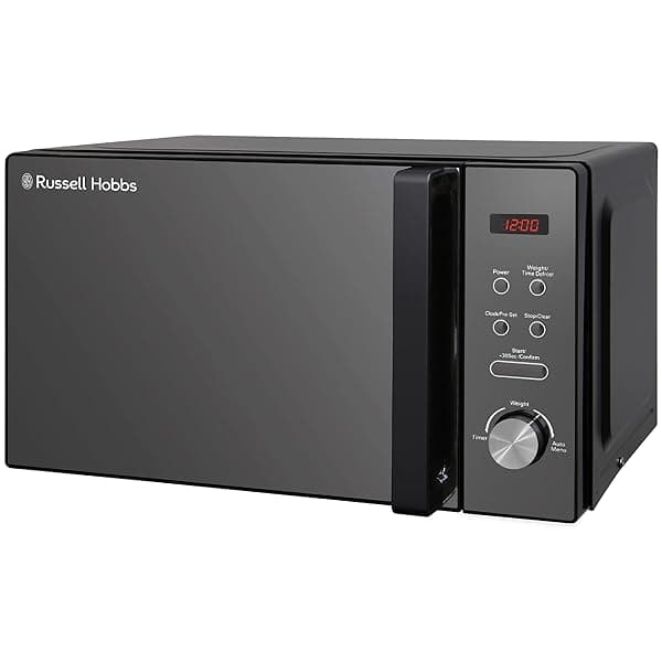 Russell Hobbs RHM2076B 20 Litre 800 W Black Digital Solo Microwave with 5 Power Levels, Automatic Defrost, 8 Auto Cook Menus, Clock and Timer, Easy Clean — Microwaves deal