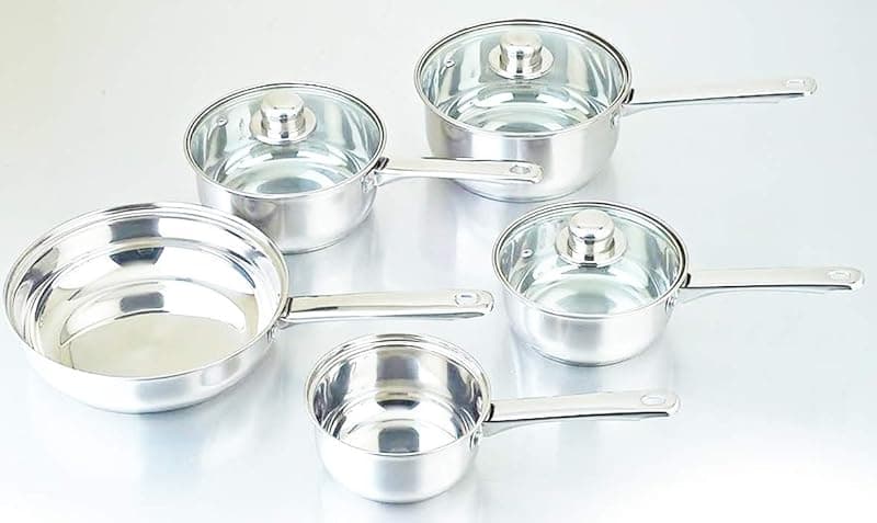Highlands COOKWARE + Steamer Set Stainless Steel Saucepan PAN Pot Kitchen Cook Sauce Induction (5pc Pan Set - Induction Based) - Cookware