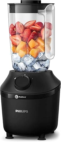 Philips Blender 3000 Series, ProBlend System, 1.9L Maximum Capacity, 1L Effective Capacity, 450W, 1 Speed Setting + Pulse, Plastic Jar, Black, (HR2041/01) - Blenders