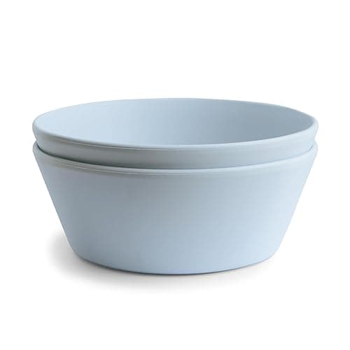 Mushie Dinnerware Bowls for Kids | Tableware Set of 2 Reusable BPA Free Bowls | Dishwasher & Microwave Safe | Made in Denmark | Round (Powder Blue) - Tableware