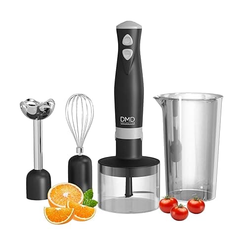 DMD Collective - 5-in-1 Hand Blender Set, Immersion Stick Blender, Compact Food Processor, Fruit and Veg Mini Chopper, Stainless Steel Blades, 500ml Blender Bowl, 700ml Beaker 350W - Food Processors