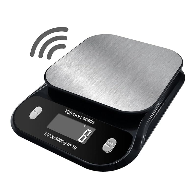 MAUJOY Talking Digital Kitchen Scale,Talking Electronic Kitchen Scales,Food Weighing Scale with Stainless Steel Disc Platform,Add & Weigh/Tare Function,supports switching between four units: g, lb, ml and oz - Kitchen Scales