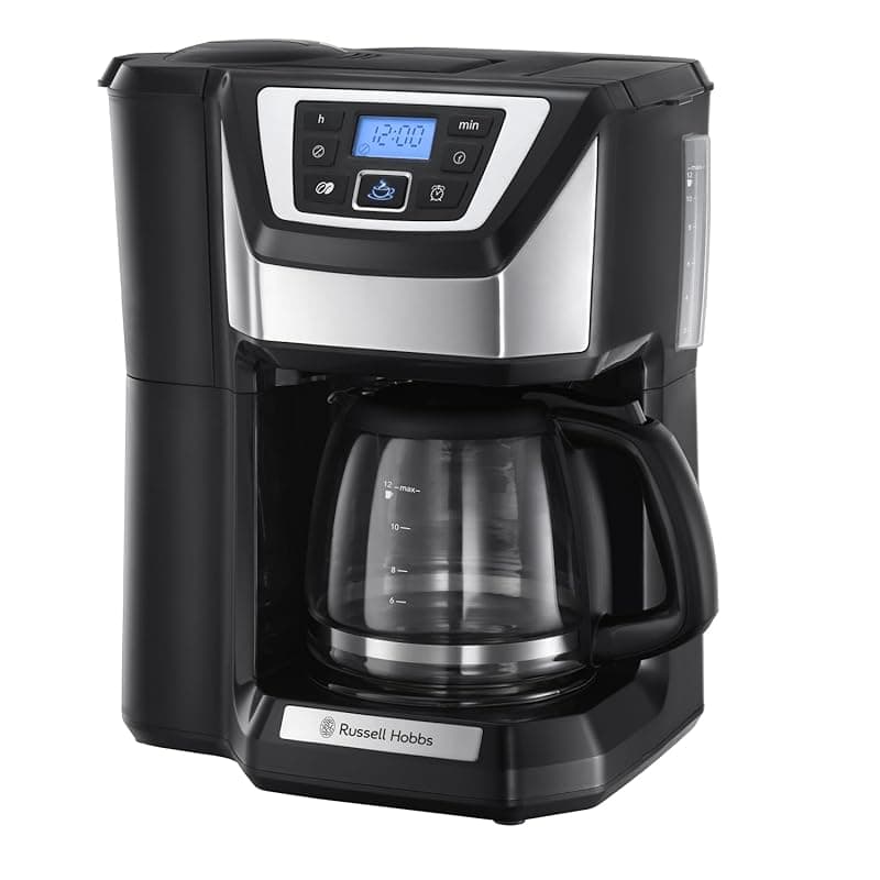 Russell Hobbs Chester Bean to Cup Filter Coffee Machine with Built-In Grinder, Grind & Brew Automatic Coffee Maker, 4-12 Cup Brewing Option, 24 Hour Programmable Timer, 40 Minute Keep Warm, 1025W - Coffee Tea Accessories