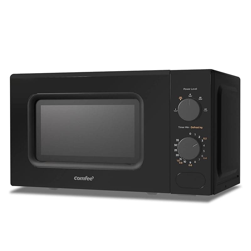 COMFEE' 700W 20L Black Microwave Oven With 5 Cooking Power Levels, Quick Defrost Function, And Kitchen Manual Timer - Compact Design CM-M202CC(BK) - Microwaves
