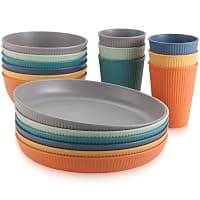 Anbte 18pcs Unbreakable Plastic Dinner Set for 6 - Stackable BPA-Free Plates & Bowls for Camping, Microwave Safe & Dishwasher Safe, Outdoor Picnic Party BBQ Tableware Reusable — Tableware deal