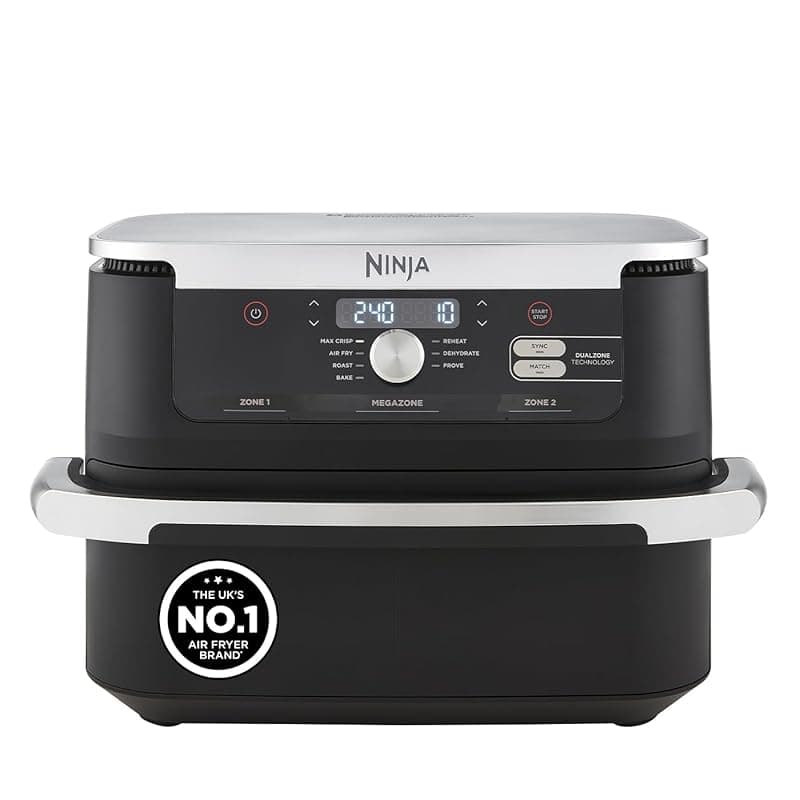 Ninja Foodi FlexDrawer Air Fryer, Dual Zone with Removable Divider, Large 10.4L Drawer, 7-in-1, Air-Fryer Uses No Oil, Air Fry, Roast, Bake, Max Crisp, Non-Stick Dishwasher Safe Parts, Black AF500UK - Air Fryers