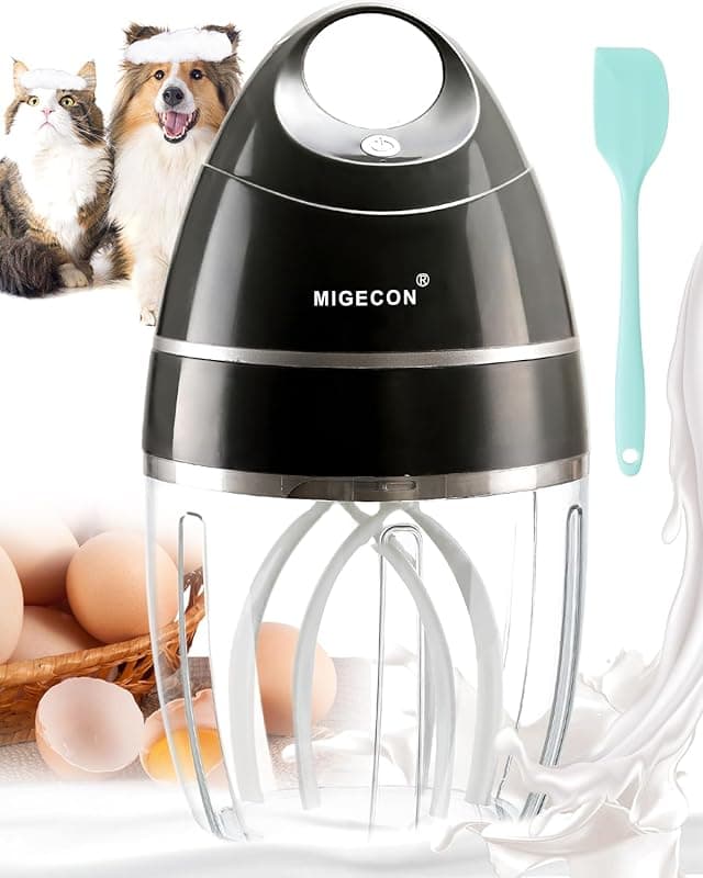 Migecon Electric Milk Frother, Automatic Stand Mixer, Portable Kitchen Food Mixer for Baking, Rechargeable Shampoo & Pet Foam Maker, for Latte Coffee Chocolate, Dark Grey - Stand Mixers