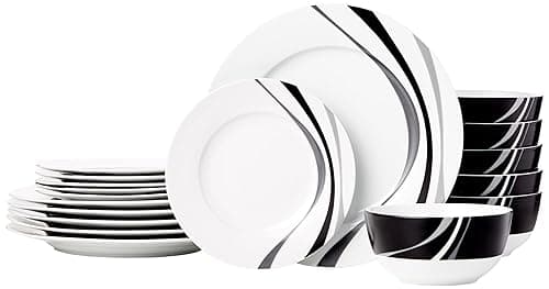 Amazon Basics 18-Piece Dinnerware Set - Swirl, Service for 6 - Tableware