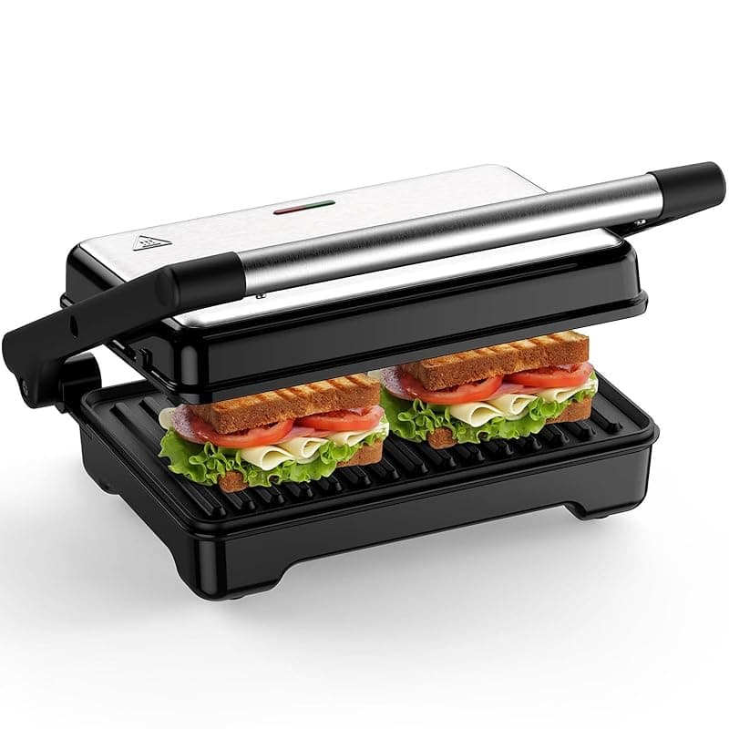 YASHE Sandwich Toaster, 1500W Panini Press Grill, XXL Non Stick Plates,Automatic Temperature, Indicator Lights, 2 Slice - Toasters