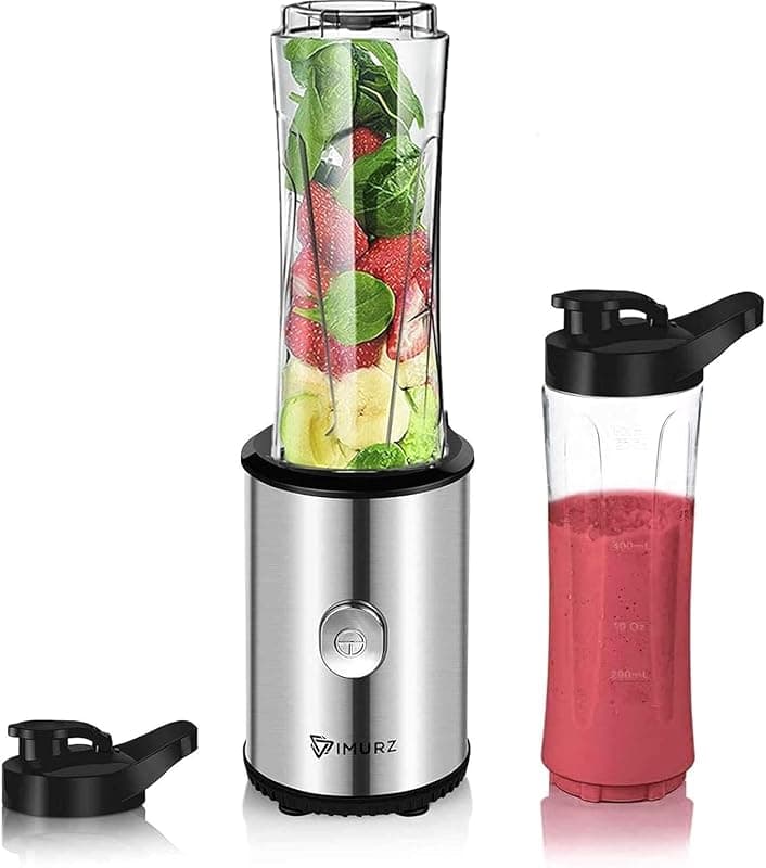 IMURZ Personal Blender Smoothies Maker with 2 x 600ml Tritan Blending Bottles for Smoothie, Milkshake, Fruit Vegetables Drinks,350W - Blenders