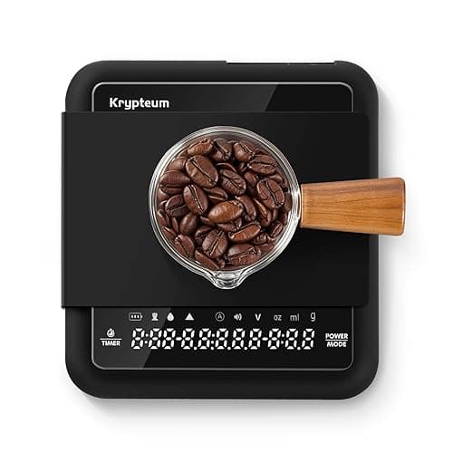 KRYPTEUM Rechargeable Mini Coffee Scale with Timer, 2kg/0.1g Precision Digital Coffee Scales for Espresso, Portable Digital Kitchen Scale with Automatic Timing, Espresso Scales with Four Modes (Black) - Kitchen Scales