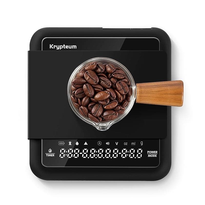 KRYPTEUM Rechargeable Mini Coffee Scale with Timer, 2kg/0.1g Precision Digital Coffee Scales for Espresso, Portable Digital Kitchen Scale with Automatic Timing, Espresso Scales with Four Modes (Black) - Kitchen Scales