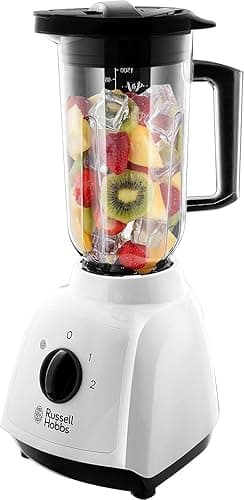 Russell Hobbs Food Collection 1.5L Plastic Jug Blender, 2 speeds & pulse setting, Removable Stainless Steel blades for easy cleaning, Pouring and adding flap, Dishwasher safe jug & lid, 400W, 24610