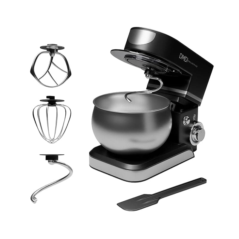 DMD Collective - Digital Stand Mixer For Baking Food Mixer, 5L Bowl 6 Speed Pulse Mode with Tilt-Head, Kitchen Electric Mixer with Dough Hook, Whisk, Beater, Splash Guard 1300W - Stand Mixers
