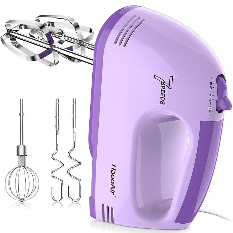 Haooair Electric handheld mixer, 7-speed adjustable kitchen mixer, 5 stainless steel accessories (2 * Dough Hooks, 2 * Beaters, 1 * Whisk), perfect for kitchen and baking food mixers - Stand Mixers