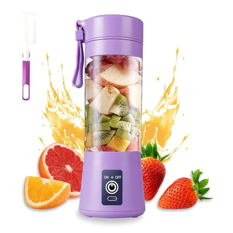 DoubleCare Portable Blender, Personal Juicer Cup, 380ml Handheld Fruit Mixer Machine USB Rechargeable with 6 Power Blades Travel Blender for Smoothies and Shakes (Light Purple) - Juicers