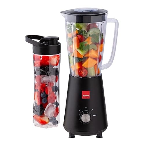SENSIOHOME Sensio Home Blender Smoothie Maker 1L Jar & 600ml Portable Juicer Bottle - 350W BPA Free, Countertop Smoothie Blender, Stainless Steel Blades, Pulse Control for Shakes, Juices & Smoothies - Blenders