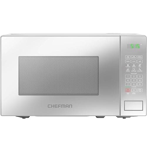 Chefman 20L 800W Microwave Oven with Mirror Finish, 6 Presets, 10 Power Levels, Digital Display, Eco Mode, Memory Function, Mute Option, Child Safety Lock - Microwaves