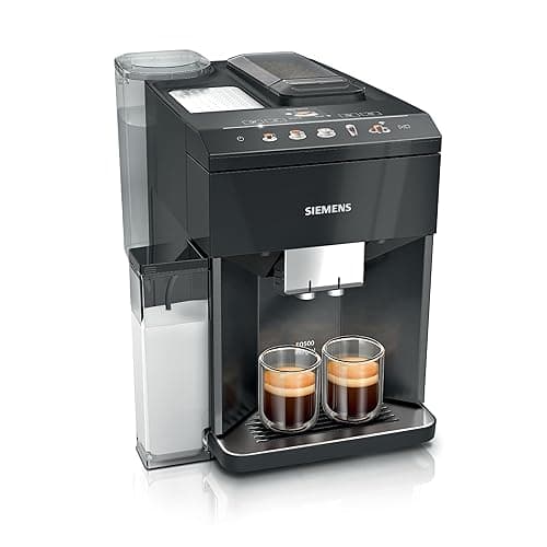 SIEMENS EQ500 Fully Automatic Bean to Cup Coffee Machine with Home Connect, coffeeSelect Display, oneTouch DoubleCup, 9 Coffee Beverages, autoMilk Clean, TQ518GB3 in Dark Inox - Coffee Machines