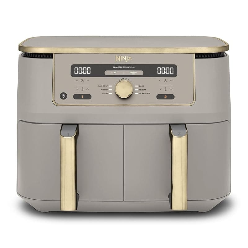 Ninja MAX Dual Zone Digital Air Fryer, 2 Drawers, 9.5L, 6-in-1, Uses No Oil, Air Fry, Max Crisp, Roast, Bake, Reheat, Dehydrate, Non-Stick, Dishwasher Safe Baskets, Stone Gold DZ400UKSTGD - Air Fryers