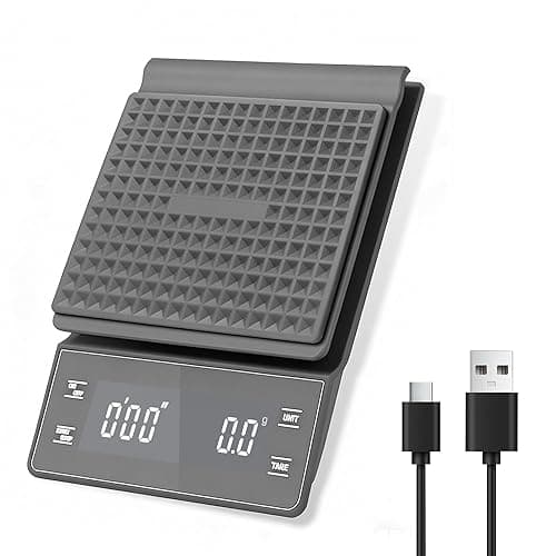 Bemece Digital Coffee Scale with Timer,0.1g/3KG High Precision Kitchen Scale with Large LED Display, Electronic Espresso coffee Weighing Scales(M-Black) - Kitchen Scales