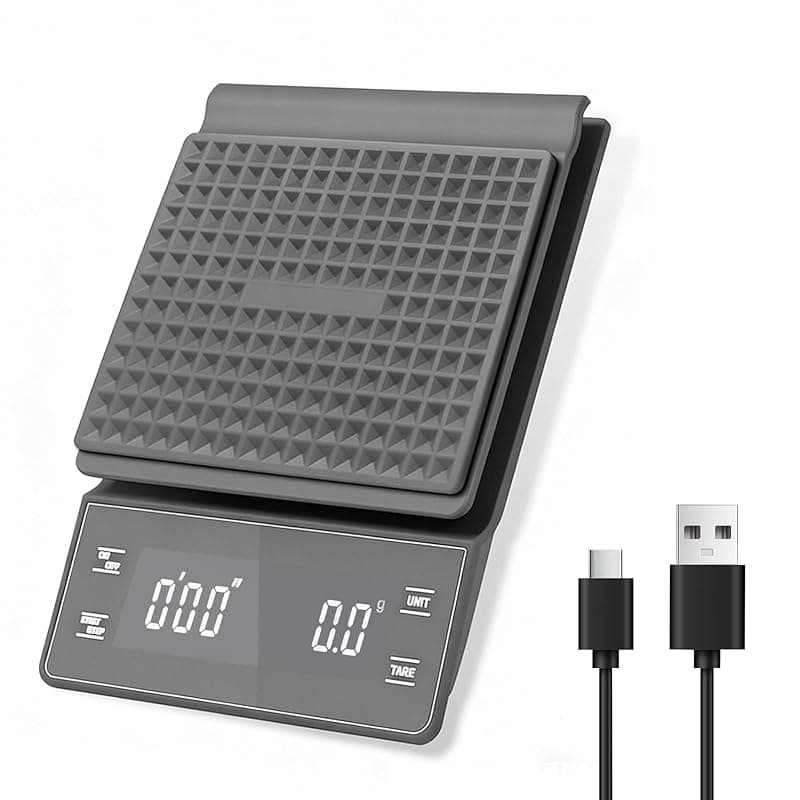 Bemece Digital Coffee Scale with Timer,0.1g/3KG High Precision Kitchen Scale with Large LED Display, Electronic Espresso coffee Weighing Scales(M-Black) - Kitchen Scales