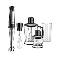 Braun Multi Quick 7 Hand Blender, 1000W, 1.5L Food Processor, 0.600L Beaker, Whisk, Stainless Steel, ACTIVEBlade Technology, Splash Control, MQ7045X, Black
