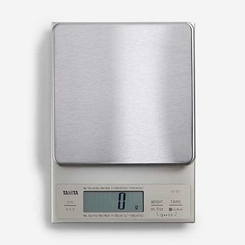 TANITA KD-321 Digital Kitchen Scales – Stainless Steel Food Weighing Scales, 3kg Precision Food Scale, Kitchen Scales Digital for Cooking & Baking, Silver