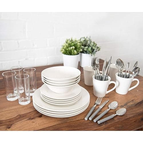 Sabichi 36 Piece Dinner Set Boxed Tableware & Cutlery Set Ideal for Students - Tableware