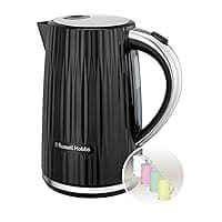 Russell Hobbs Electric Kettle (Hot Water, Tea or Coffee, 1.7L, Push to open lid, Perfect pour spout, Removable washable filter, Illuminated switch, Chrome accents, Black, 3000W) Eden 27361