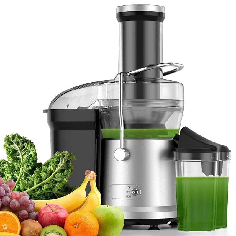 Puremy Juicer Machines, Centrifugal Juicers Extractor Max Power 1200W with 75mm Feed Chute for Whole Fruit and Vegetable, 2 Speeds Comtrol, High Juice Yield, 650ml Large Juice Jug, Cleaning Brush Included - Juicers