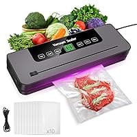 6 in 1 Vacuum Sealer Machine, 6 Modes Multi-Functional Food Vacuum Sealer with 10pcs Vacuum Bags, 30cm Longer Seal Food Sealer Built-In Cutter, Keep Meat Vegetables Snacks Fruits Grains Fresh
