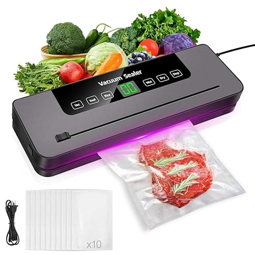 AutoBaBa 6 in 1 Vacuum Sealer Machine, 6 Modes Multi-Functional Food Vacuum Sealer with 10pcs Vacuum Bags, 30cm Longer Seal Food Sealer Built-In Cutter, Keep Meat Vegetables Snacks Fruits Grains Fresh - Vacuum Sealers