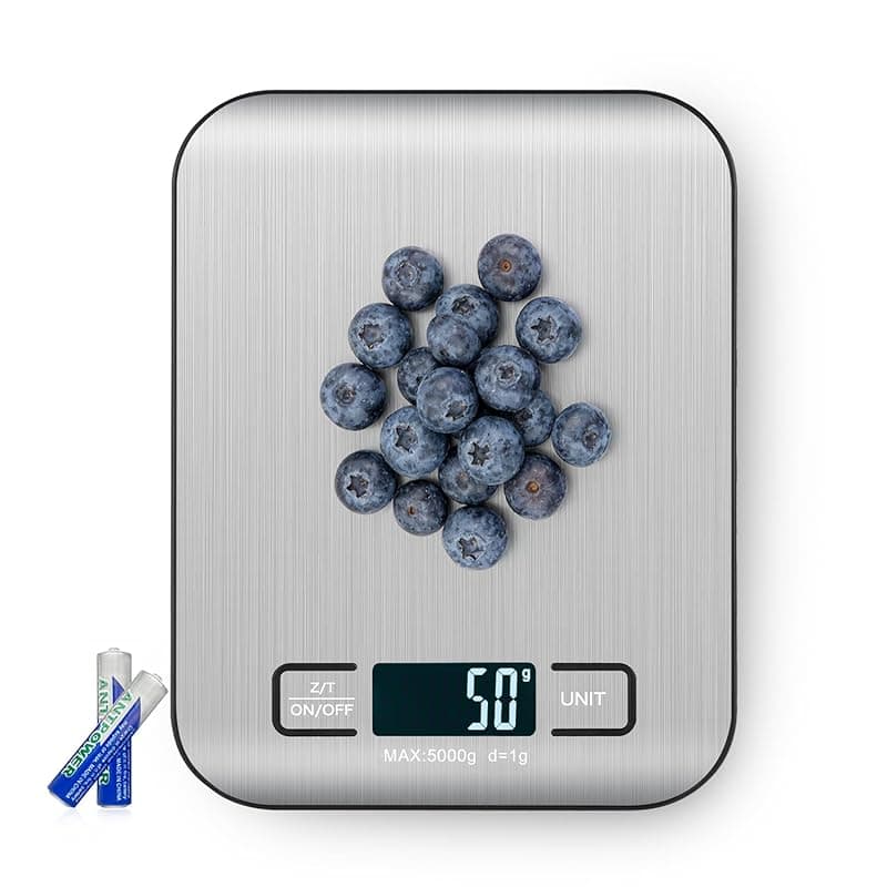 Torchtree Kitchen Scales Digital, 11lb/5kg Ultra Thin Food/Cooking/Baking Scale,1g/0.1oz Precise Graduation 5 Units Tare Function Touch Button, Backlit LCD High Precision, Stainless Steel-5kg - Kitchen Scales