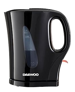 Daewoo Essentials 1.7L Fast Boil Electric Kettle – Black Plastic Cordless Jug with Auto Shut-Off & Boil-Dry Protection, Compact, Easy to Use & Clean