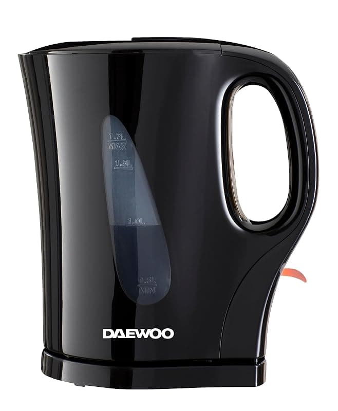 Daewoo Essentials 1.7L Fast Boil Electric Kettle – Black Plastic Cordless Jug with Auto Shut-Off & Boil-Dry Protection, Compact, Easy to Use & Clean - Kettles