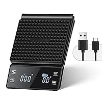 Bemece Digital Coffee Scale with Timer,0.1g/3KG High Precision Kitchen Scale with Large LED Display, Electronic Espresso coffee Weighing Scales(M-Grey Black)