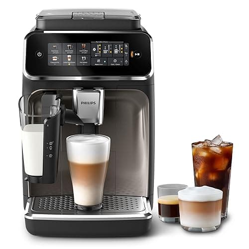 Philips 3300 Series Bean to Cup Coffee Machine – 6 Hot & Iced drinks, LatteGo Milk Frother, Fastest-to-Clean, 40% Quieter, Ceramic Grinder, Fully Automatic Espresso & Cappuccino maker (EP3347/90) - Coffee Machines