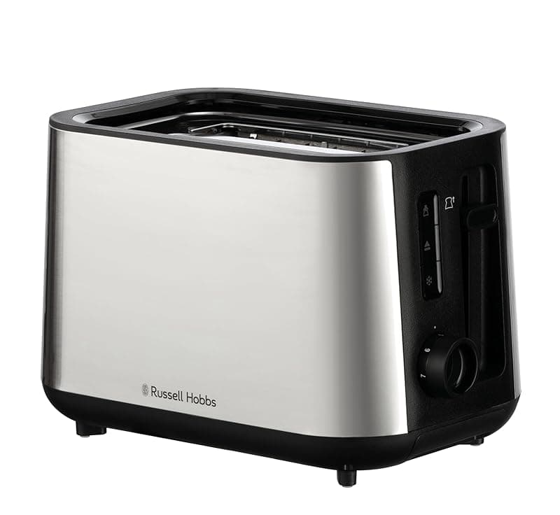 Russell Hobbs Toaster 2 Slice (Extra Wide slots, 6 Browning levels, High-Lift, Frozen, Reheat & Cancel function, Lift & Look, Removable crumb tray, Brushed stainless steel) Classics 27390 - Toasters