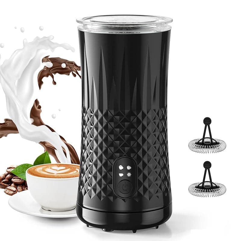 VIWAVE Milk Frother Electric,4 in 1 Automatic Milk Frother, Hot&Cold Milk Foamer, 240ml, Fast, Stainless Steel Milk Steamer, Auto Shut-Off Milk Warmer, Silent Operation for Coffee,Latte,Cappuccino - Coffee Tea Accessories