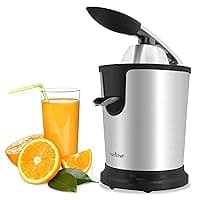 NutriChef Electric Juicer Citrus, Stainless Steel Orange Juicer Machine with Manual Press Handle, Adjustable Pulp Filter, Dishwasher Safe, Compact Juice Extractor for Home Kitchens