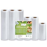 Anysea Vacuum Sealer Rolls Vacuum Sealer Bags: 6 Roll 15|20x2|28x3| x300 cm| BPA-Free | Heavy Duty Embossed | Vacuum Seal Food Bags, Food Sealer Saver Rolls for Vacuum Sealer