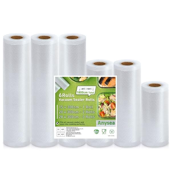 Anysea Vacuum Sealer Rolls Vacuum Sealer Bags: 6 Roll 15|20x2|28x3| x300 cm| BPA-Free | Heavy Duty Embossed | Vacuum Seal Food Bags, Food Sealer Saver Rolls for Vacuum Sealer — Vacuum Sealers deal