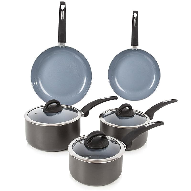 Tower T80303 Cerasure 5 Piece Pan Set with Non-Stick Coating, Suitable for all Hob Types Including Induction, Graphite - Cookware