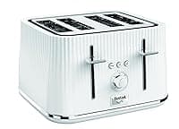 Tefal Loft 4-Slot Toaster, 7 Browning Levels, Defrost, Stop + Reheat Functions, Removable Crumb Tray, High-lift + Self-Centring Racks, 1700W, TT760140, Classic Design in White