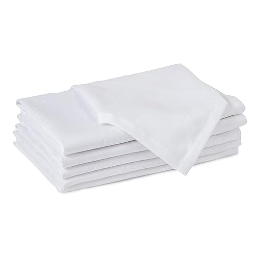 Encasa XO White Cloth Napkins Set of 6, 17x17 in | Solid Color Cotton Dinner Napkins | Washable & Reusable Wedding Napkins for Holiday Dinners, Party, & Everyday Table Decor - Tableware