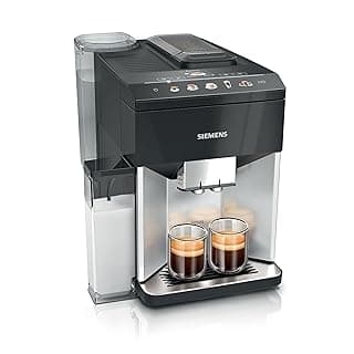 SIEMENS EQ500 Fully Automatic Bean to Cup Coffee Machine with coffeeSelect Display, oneTouch DoubleCup, 9 Coffee Beverages, autoMilk Clean in Daylight, TQ513GB1, Silver/Piano Black
