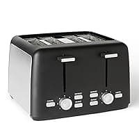 Amazon Basics Toaster 4 Slice with 7 Shade Settings and Removable Crumb Tray, Extra Wide Slots, 1500W, Black