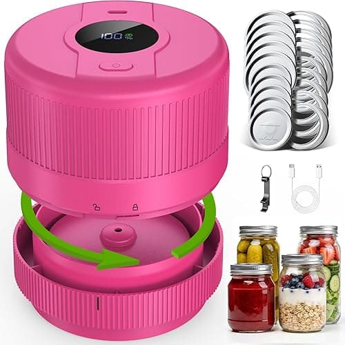 Wothfav Mason Jar Vacuum Sealer Kit, Electric Vacuum Sealer Machine for Wide, Regular Mouth Mason Jars, Portable Vacuum Sealer for Jars, Birthday Day Gift for Her, Gifts for Mom, Grandma, Berry - Vacuum Sealers